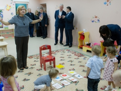 Мэр Москвы на открытие детского сада